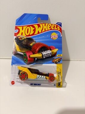 Mattel Hot Wheels Yellow & Black Hot Wheengs Toy Car with Red and Green Wheels